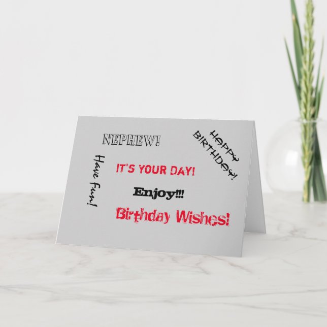 Tarjeta Cumpleaños, sobrino, palabras para un padre. (Anverso)