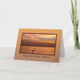 Tarjeta Cumpleaños, sobrino, vistas al océano al atardecer