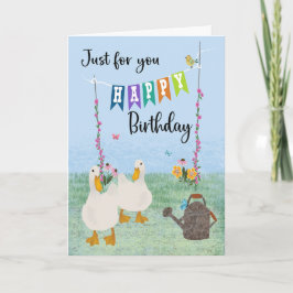 Tarjeta Cumpleaños sólo para tus pollos y flores