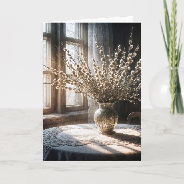 Tarjeta Cumpleaños Spring Pussy Willow Bouquet (Anverso)