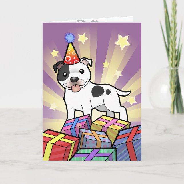 Tarjeta Cumpleaños Staffordshire Bull Terrier (Anverso)
