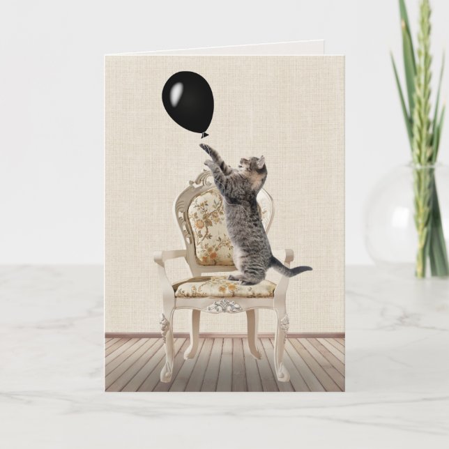 Tarjeta Cumpleaños Tabby Cat en la presidencia (Anverso)