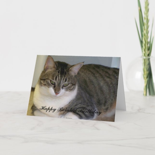 Tarjeta Cumpleaños tardío feliz, (Anverso)
