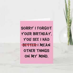 Tarjeta cumpleaños tardío y humorístico