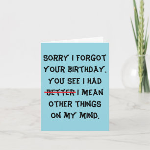 Tarjeta cumpleaños tardío y humorístico