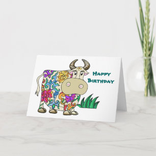 Tarjeta Cumpleaños tatuado de la vaca
