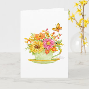 Tarjeta Cumpleaños Teacup Hermosa Jornada Joy Happiness Ca