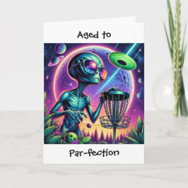 Tarjeta Cumpleaños temática de Golf Extraterrestre y Disco