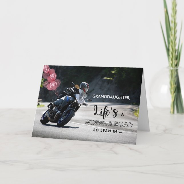 Tarjeta Cumpleaños temática de la motocicleta nieta en la  (Anverso)