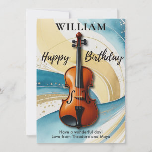 Tarjeta Cumpleaños Temático de Música con Remolinos de Acu