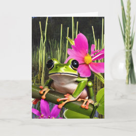 Tarjeta Cumpleaños Temático de Rana Adorable con Sapo con