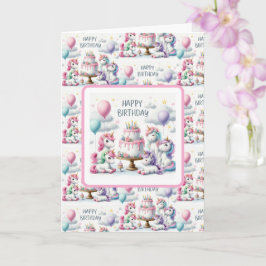 Tarjeta Cumpleaños Temático de Unicornio