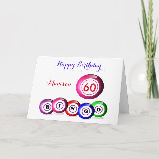 Tarjeta Cumpleaños temático del bingo afortunado del (Anverso)