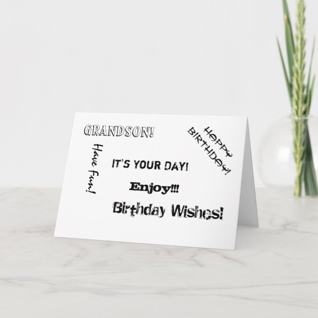 Tarjeta Cumpleaños, tío, palabras para un nieto. (Anverso)