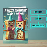 Tarjeta Cumpleaños Toast Funny Hija Cumpleaños<br><div class="desc">¿Necesita una tarjeta de cumpleaños única para su hija? Esta magnífica carta es única y colorida y cuenta con piezas animadas de brindis que alzan un brindis. Lo siguen con un mensaje serio y sincero. Dentro hemos escrito justo el mensaje correcto para hablar al momento, pero puedes personalizar con tus...</div>