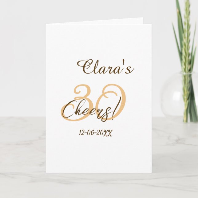 Tarjeta Cumpleaños treinta cumpleaños carbón marrón naranj (Anverso)