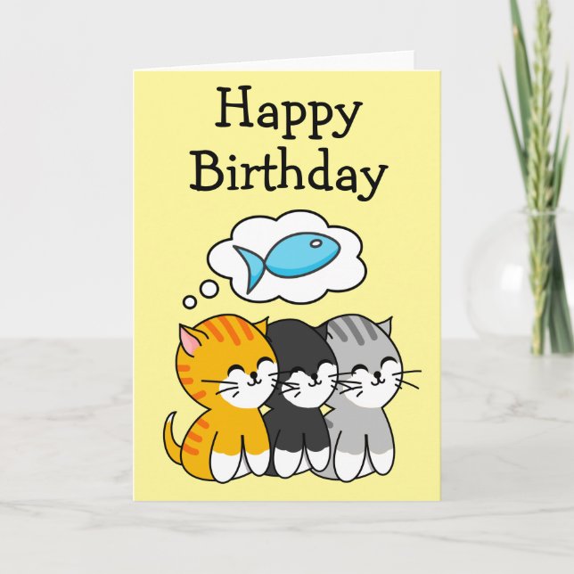 Tarjeta Cumpleaños Tres Gatitos (Anverso)