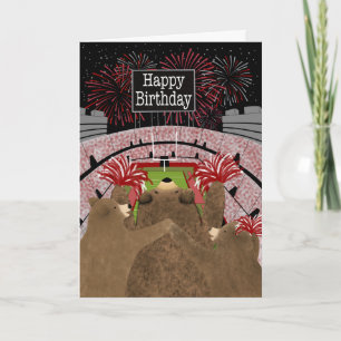 Tarjeta Cumpleaños Tres Osos Aplaudiendo Rojo