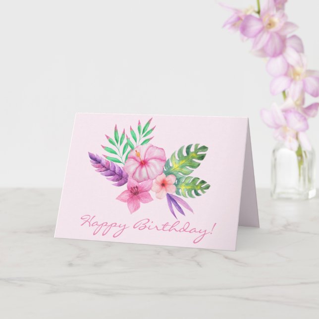 Tarjeta Cumpleaños | Tropical Hibiscus Bouquet (Orquídea)