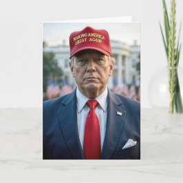 Tarjeta Cumpleaños Trump con un Gorra rojo de MAGA