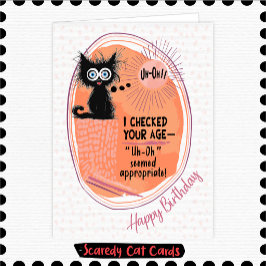 Tarjeta Cumpleaños "Uh-Oh" de Gato Miedoso