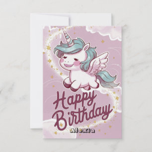 Tarjeta Cumpleaños Unicornio editable por estrellas