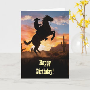 Tarjeta Cumpleaños vaquero occidental inspirador montando 