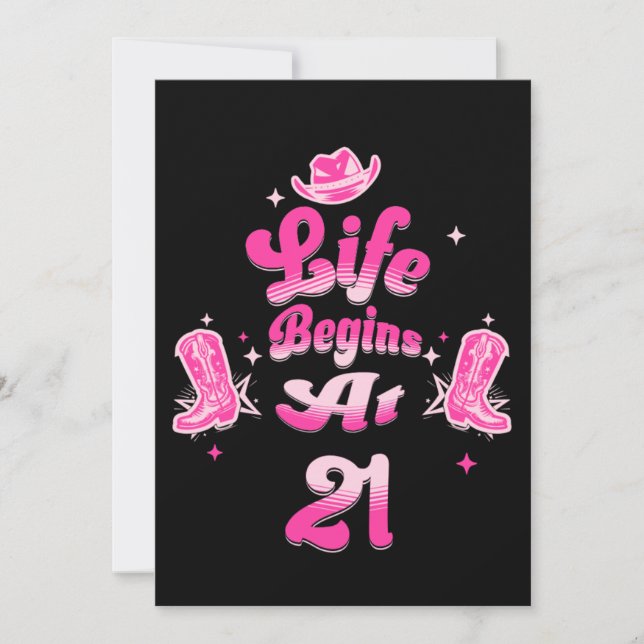 Tarjeta Cumpleaños Vaquero Occidental Rosa Milestone (Anverso)