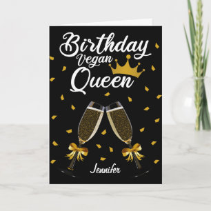 Tarjeta Cumpleaños Vegan Queen (con su nombre)