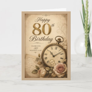Tarjeta Cumpleaños Vintage 80