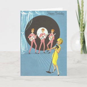 Tarjeta Cumpleaños Vintage - Canta los deseos de cumpleaño