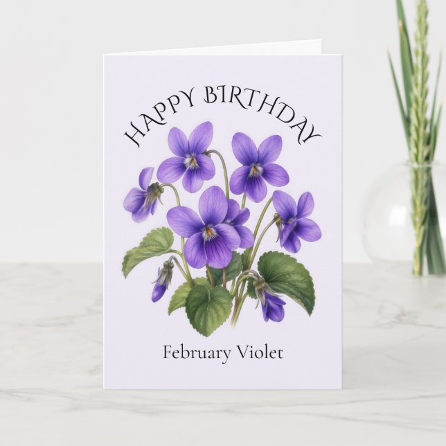 Tarjeta Cumpleaños Violeta de Febrero (Anverso)