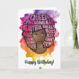 Tarjeta Cumpleaños! Watercolor de las mujeres negras motiv