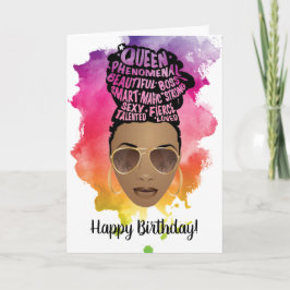 Tarjeta Cumpleaños! Watercolor de las mujeres negras motiv
