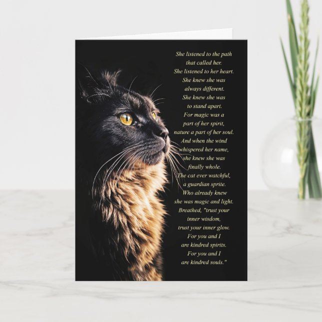 Tarjeta Cumpleaños Wicca inspiró Espíritu de Gato Negro (Anverso)