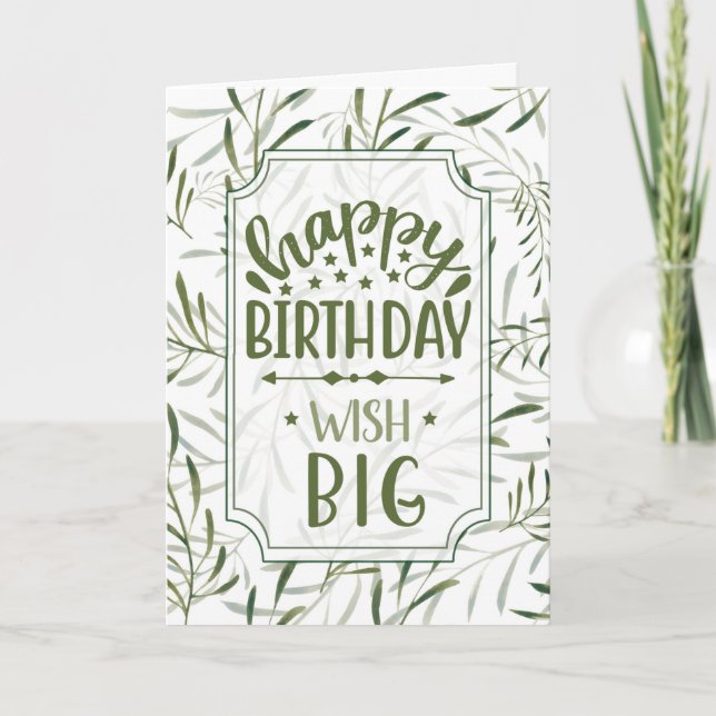 Tarjeta Cumpleaños Wish Gran Salto Verde Botánico (Anverso)