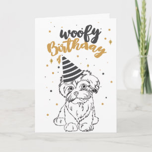 Tarjeta Cumpleaños Woofy Maltés Cute Cuppy Sketch Cute Pup