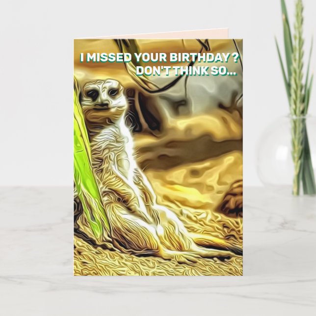 Tarjeta Cumpleaños y mensaje de Meerkat personal divertido (Anverso)