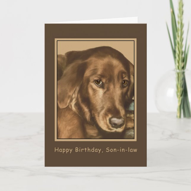 Tarjeta Cumpleaños, yerno, Perro Irlandés Dorado (Anverso)