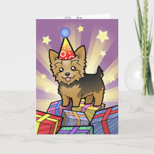 Tarjeta Cumpleaños Yorkshire Terrier (pelo corto con arco)