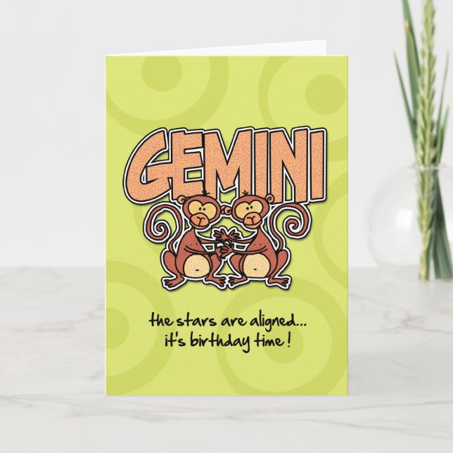 Tarjeta Cumpleaños zodiaco - Gemini (Anverso)
