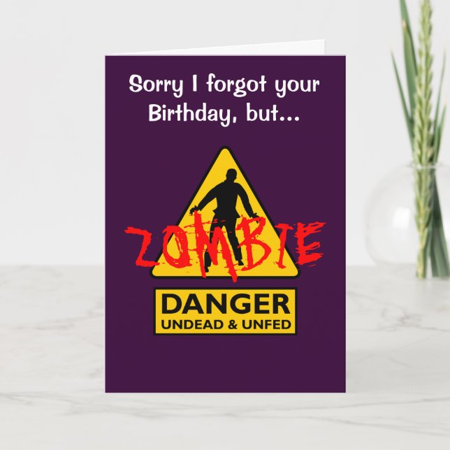 Tarjeta Cumpleaños zombie no muerta y no alimentada (Anverso)