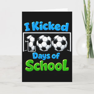 Tarjeta Cumplí 100 Días De Colegio Chicos Fútbol Infantil 