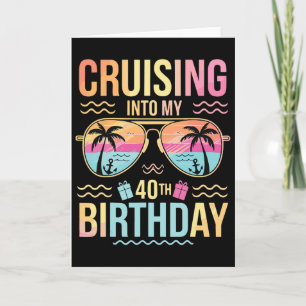 Tarjeta Cumpliendo 40 Años Crucero Puestas De Sol Tropical