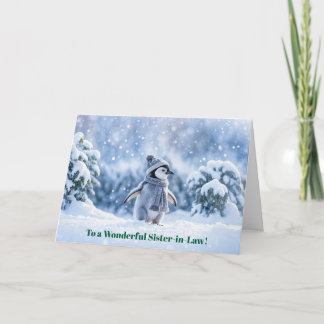 Tarjeta Cuñada pingüino lindo de Navidad vacaciones