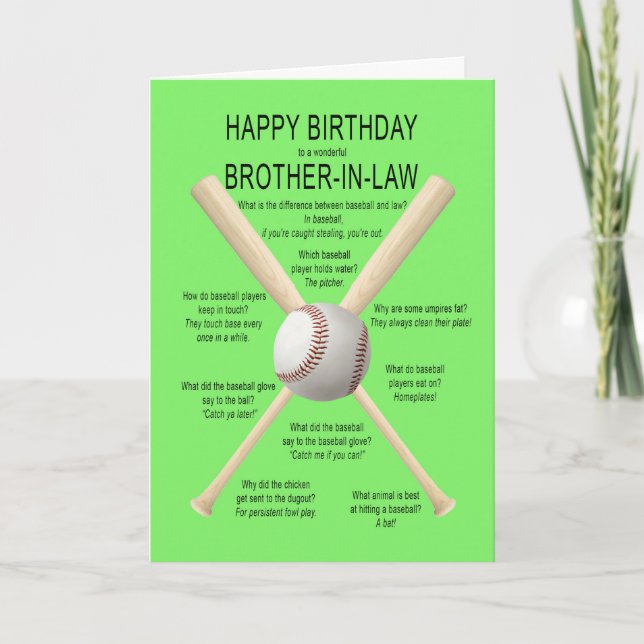 Tarjeta Cuñado, chistes de béisbol de cumpleaños (Anverso)