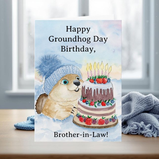 Tarjeta Cuñado Feliz cumpleaños Día de la Marmota  (Subido por el creador)