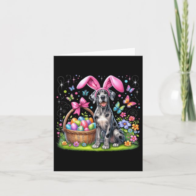 Tarjeta Cunco lindo conejito gran perro de perro de pascua (Anverso)