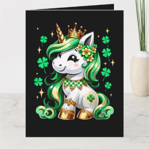 Tarjeta Cunicornio adorable trébol Día de San Patricio