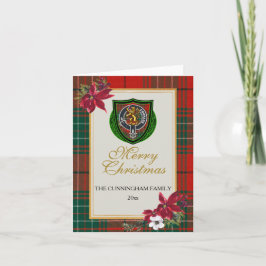 Tarjeta Cunningham Scottish Clan Tartan & Crest